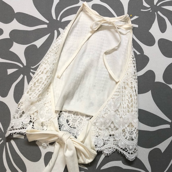 Express crochet lace open back halter, off white - Picture 5 of 6